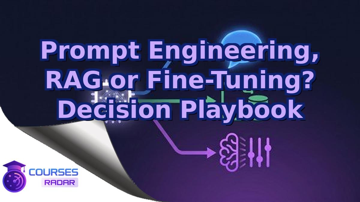 Prompt Engineering, RAG or Fine-Tuning? Decision Playbook